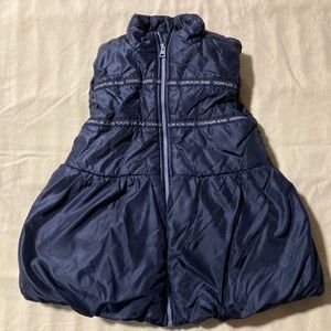 Calvin Klein Jeans Girls Puffer Vest, Size Small, Black, Silver